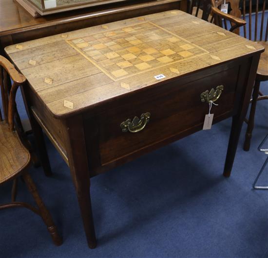 An early 19th century mahogany chess top table with drawer- timbers from Brighton Belle 85 x 57cm